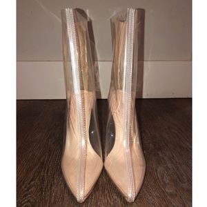 Fashion Nova clear vinyl booties, size 8